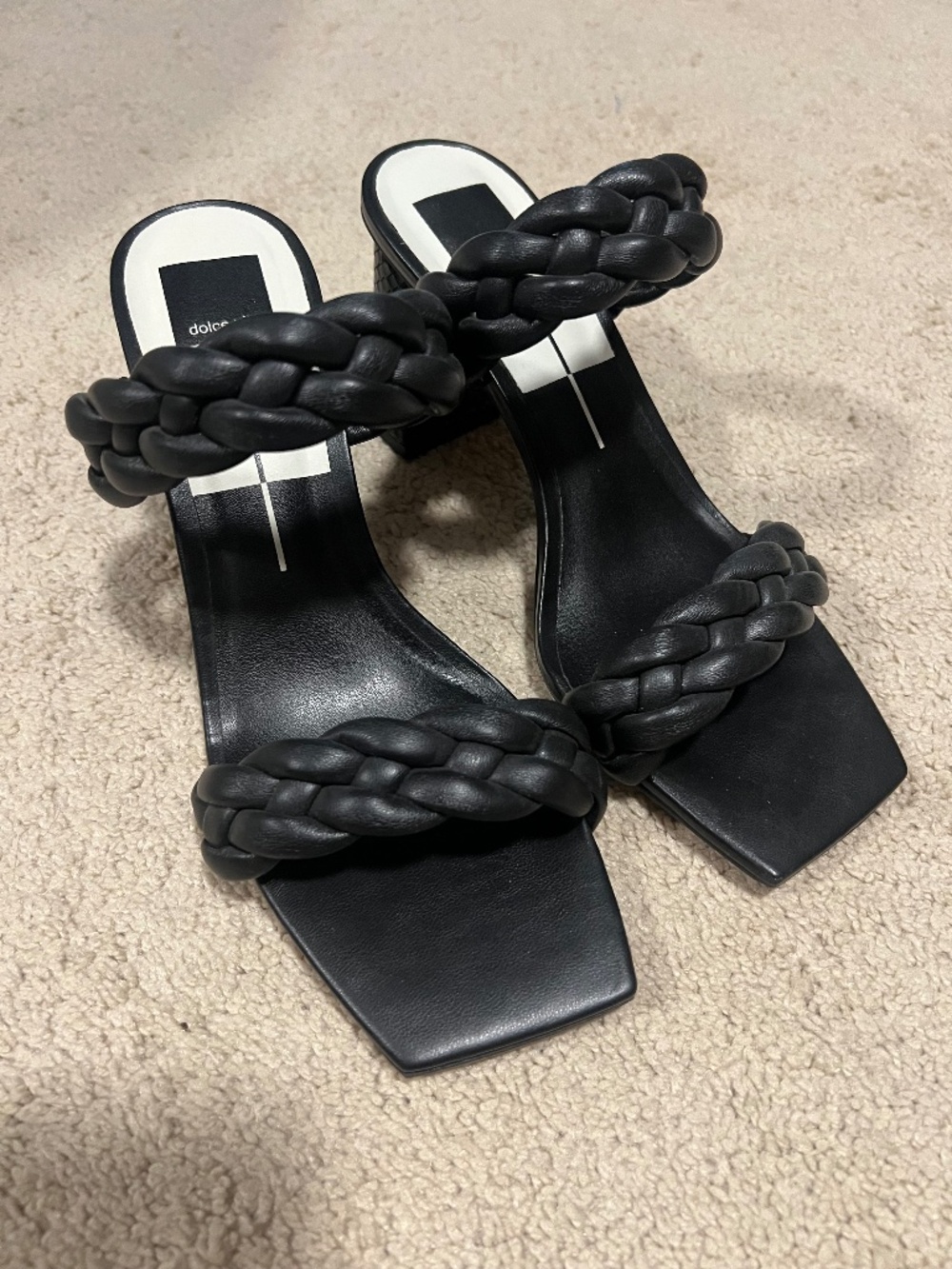 Dolce Vita Black Braided Block Heel Sandals Size 9